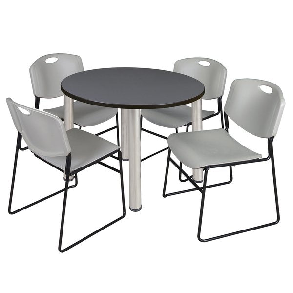 Round Tables > Breakroom Tables > Kee Round Table & Chair Sets, 36 W, 36 L, 29 H, Grey