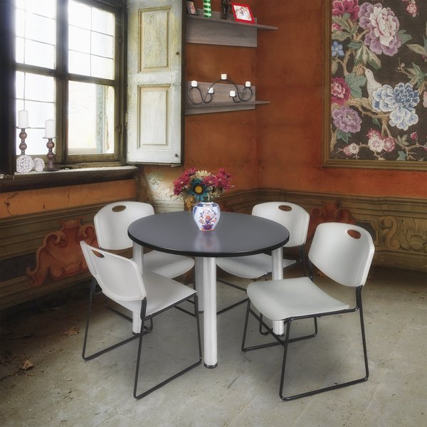 Round Tables > Breakroom Tables > Kee Round Table & Chair Sets, 36 W, 36 L, 29 H, Grey