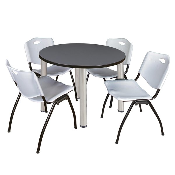 Round Tables > Breakroom Tables > Kee Round Table & Chair Sets, 36 W, 36 L, 29 H, Grey