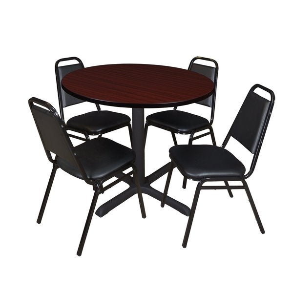 Round Tables > Breakroom Tables > Cain Round Table & Chair Sets, 36 W, 36 L, 29 H, Mahogany