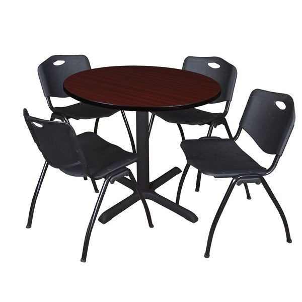 Round Tables > Breakroom Tables > Cain Round Table & Chair Sets, 36 W, 36 L, 29 H, Mahogany