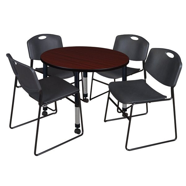 Tables > Height Adjustable > Round Mobile Table & Chair Sets, 36 X 36 X 23-34