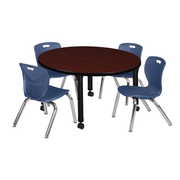 Tables > Height Adjustable > Round Mobile Table & Chair Sets, 36 X 36 X 23-34