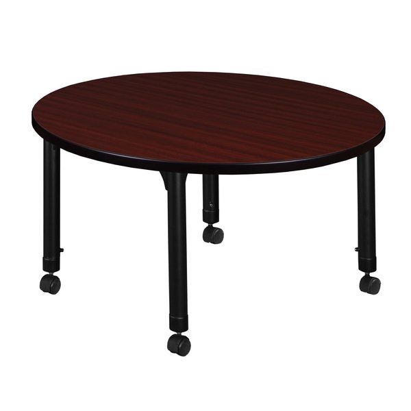 Tables > Height Adjustable > Round Mobile Tables, 36 X 36 X 23-34, Wood|Metal Top