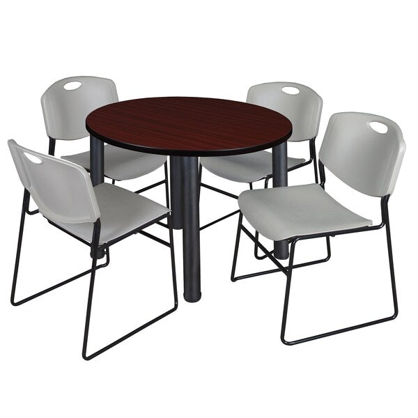 Round Tables > Breakroom Tables > Kee Round Table & Chair Sets, 36 W, 36 L, 29 H, Mahogany