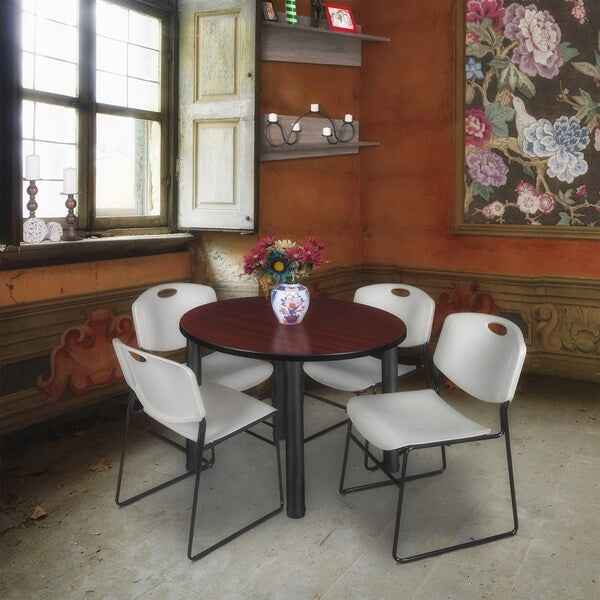 Round Tables > Breakroom Tables > Kee Round Table & Chair Sets, 36 W, 36 L, 29 H, Mahogany