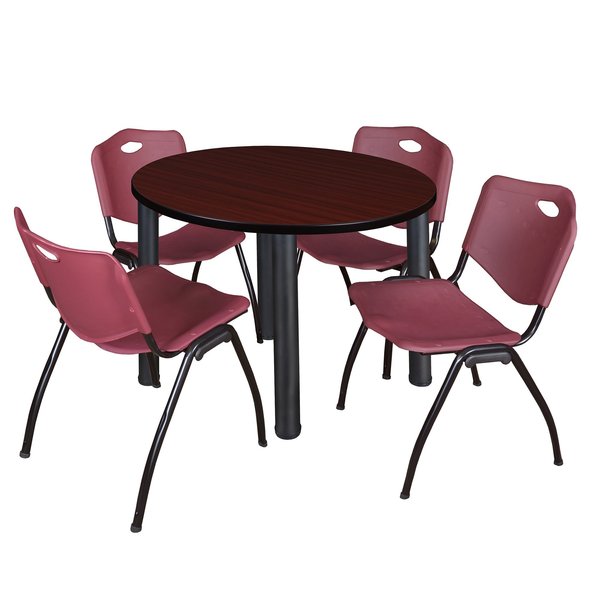 Round Tables > Breakroom Tables > Kee Round Table & Chair Sets, 36 W, 36 L, 29 H, Mahogany