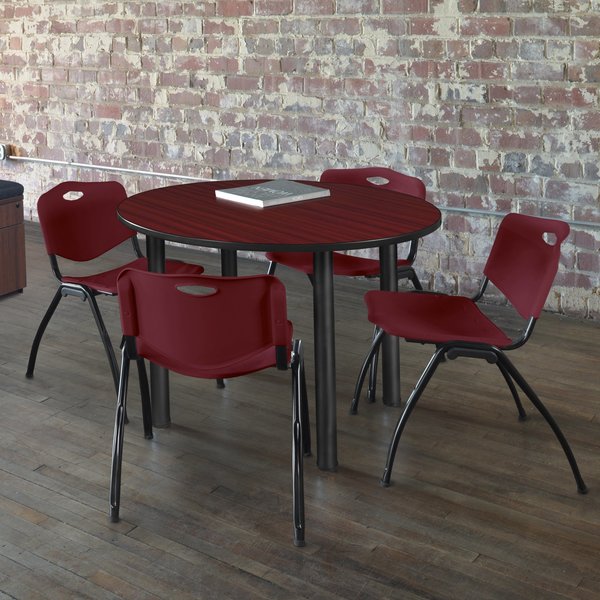 Round Tables > Breakroom Tables > Kee Round Table & Chair Sets, 36 W, 36 L, 29 H, Mahogany