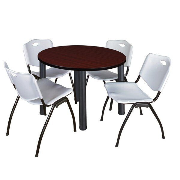 Round Tables > Breakroom Tables > Kee Round Table & Chair Sets, 36 W, 36 L, 29 H, Mahogany