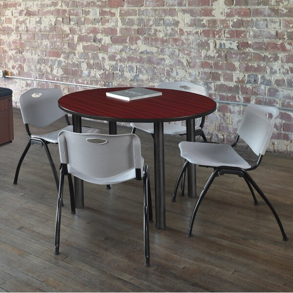 Round Tables > Breakroom Tables > Kee Round Table & Chair Sets, 36 W, 36 L, 29 H, Mahogany