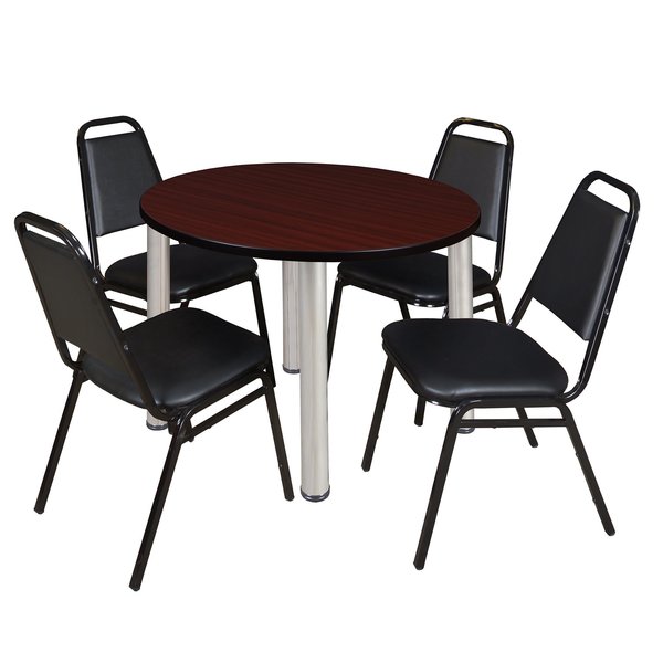 Round Tables > Breakroom Tables > Kee Round Table & Chair Sets, 36 W, 36 L, 29 H, Mahogany