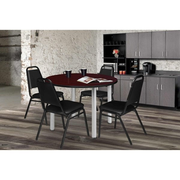 Round Tables > Breakroom Tables > Kee Round Table & Chair Sets, 36 W, 36 L, 29 H, Mahogany