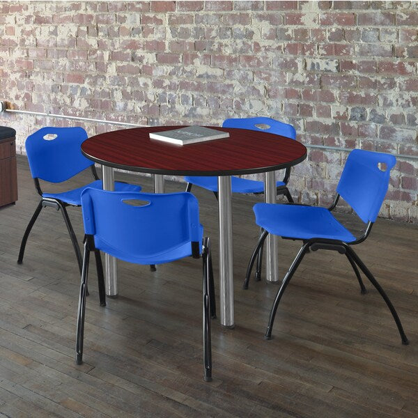 Round Tables > Breakroom Tables > Kee Round Table & Chair Sets, 36 W, 36 L, 29 H, Mahogany