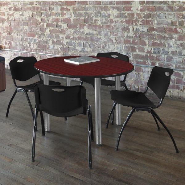 Round Tables > Breakroom Tables > Kee Round Table & Chair Sets, 36 W, 36 L, 29 H, Mahogany