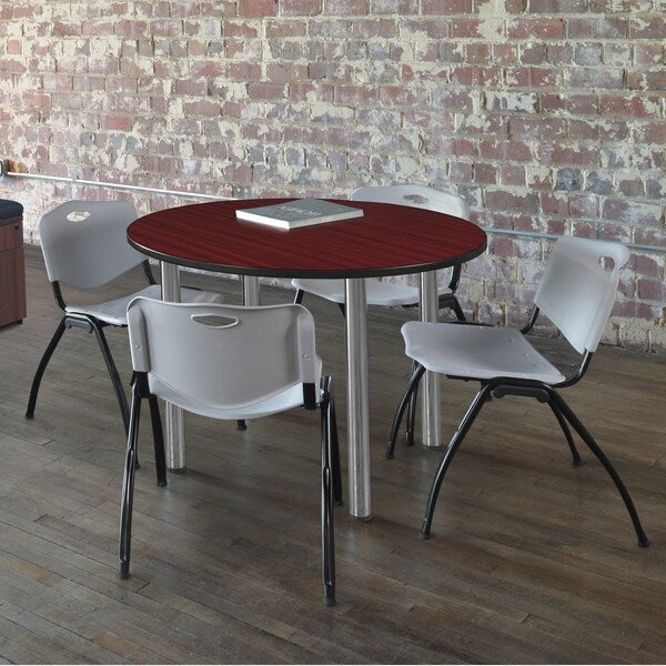 Round Tables > Breakroom Tables > Kee Round Table & Chair Sets, 36 W, 36 L, 29 H, Mahogany