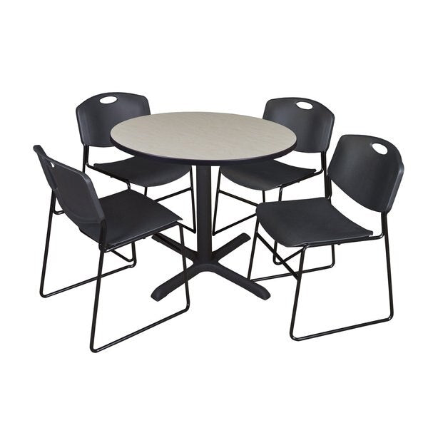 Round Tables > Breakroom Tables > Cain Round Table & Chair Sets, 36 W, 36 L, 29 H, Maple