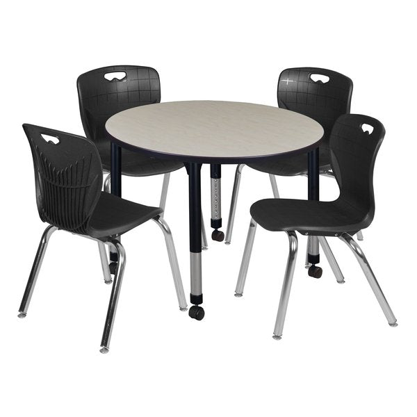 Tables > Height Adjustable > Round Mobile Table & Chair Sets, 36 X 36 X 23-34