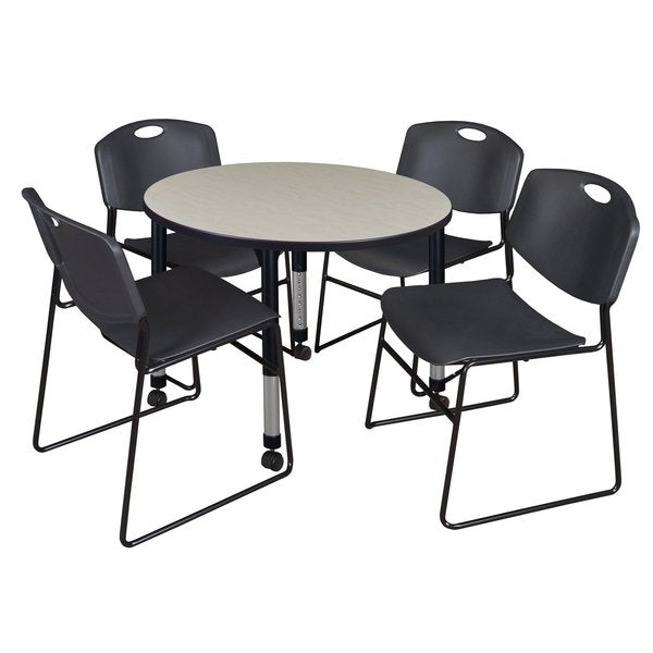 Tables > Height Adjustable > Round Mobile Table & Chair Sets, 36 X 36 X 23-34