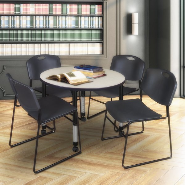 Tables > Height Adjustable > Round Mobile Table & Chair Sets, 36 X 36 X 23-34