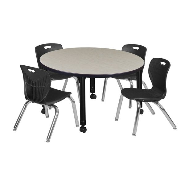 Tables > Height Adjustable > Round Mobile Table & Chair Sets, 36 X 36 X 23-34