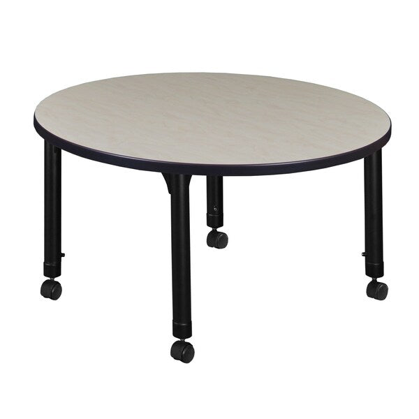 Tables > Height Adjustable > Round Mobile Tables, 36 X 36 X 23-34, Wood|Metal Top