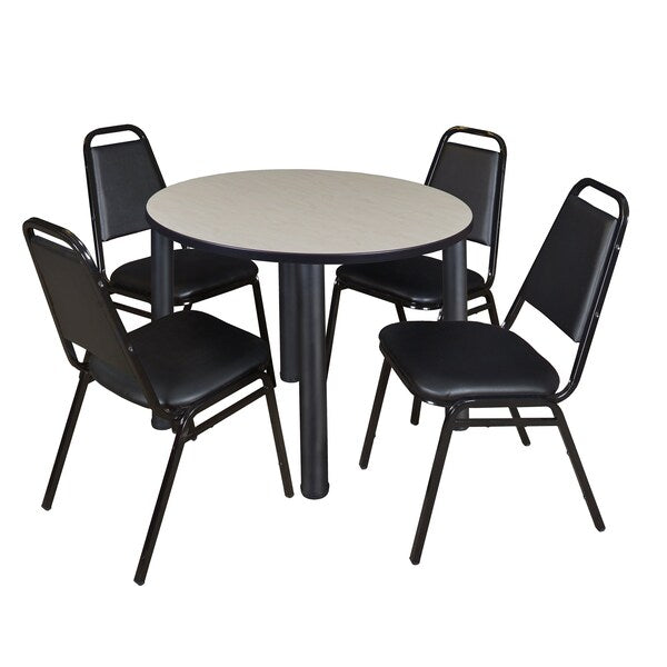 Round Tables > Breakroom Tables > Kee Round Table & Chair Sets, 36 W, 36 L, 29 H, Maple