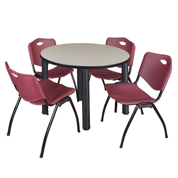 Round Tables > Breakroom Tables > Kee Round Table & Chair Sets, 36 W, 36 L, 29 H, Maple