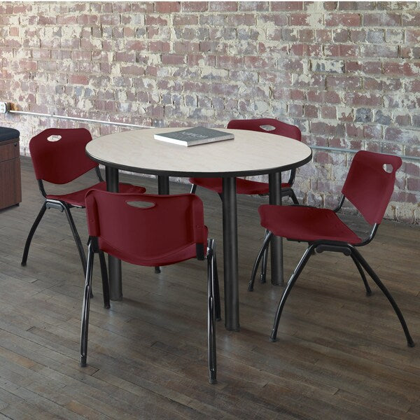 Round Tables > Breakroom Tables > Kee Round Table & Chair Sets, 36 W, 36 L, 29 H, Maple