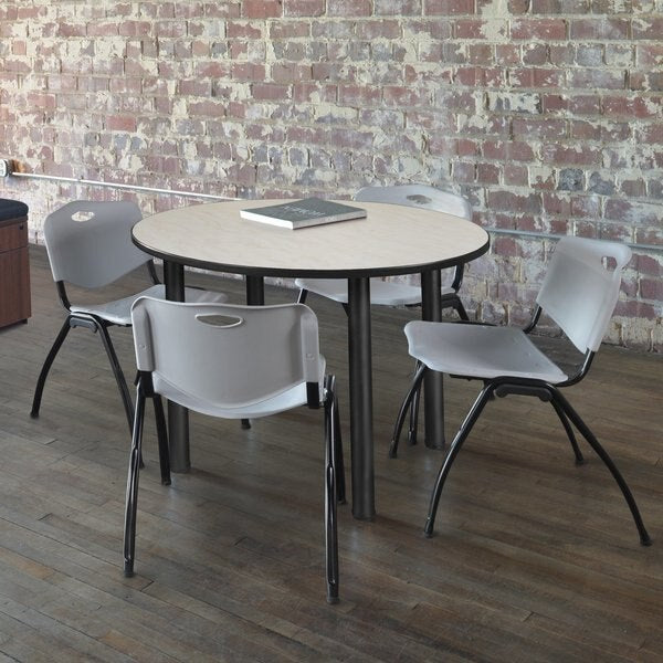 Round Tables > Breakroom Tables > Kee Round Table & Chair Sets, 36 W, 36 L, 29 H, Maple