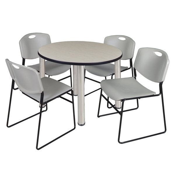 Round Tables > Breakroom Tables > Kee Round Table & Chair Sets, 36 W, 36 L, 29 H, Maple