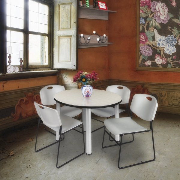 Round Tables > Breakroom Tables > Kee Round Table & Chair Sets, 36 W, 36 L, 29 H, Maple