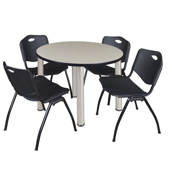 Round Tables > Breakroom Tables > Kee Round Table & Chair Sets, 36 W, 36 L, 29 H, Maple