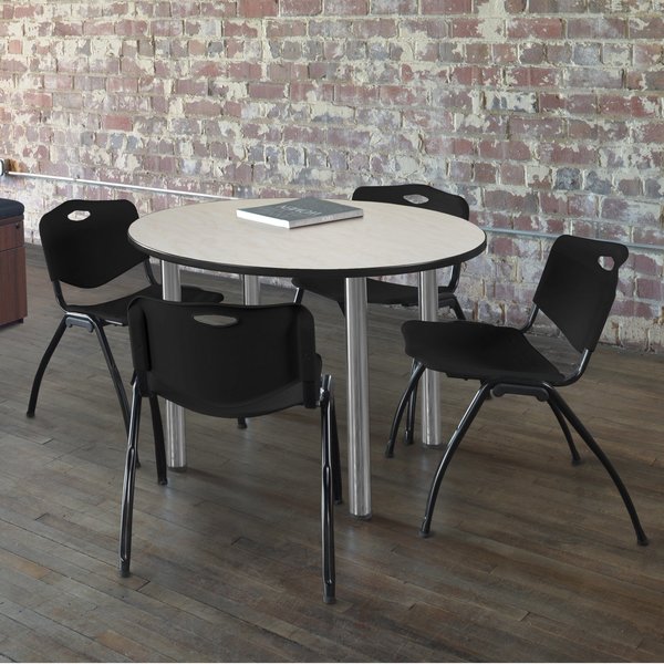 Round Tables > Breakroom Tables > Kee Round Table & Chair Sets, 36 W, 36 L, 29 H, Maple
