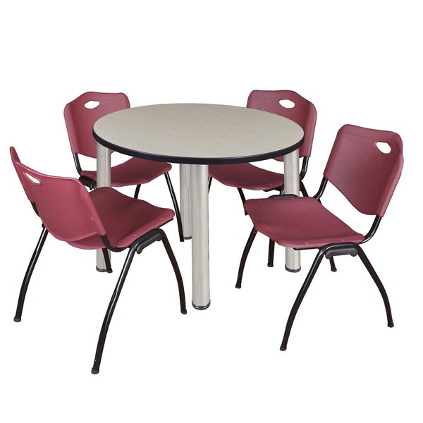 Round Tables > Breakroom Tables > Kee Round Table & Chair Sets, 36 W, 36 L, 29 H, Maple