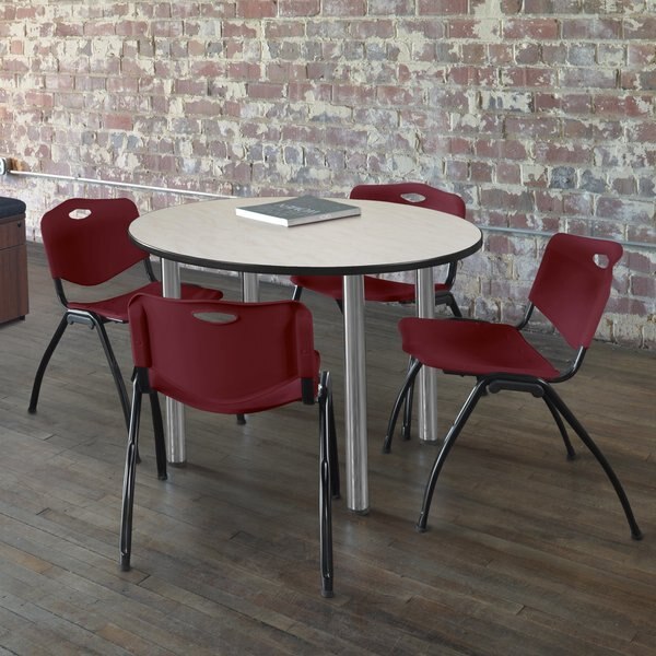 Round Tables > Breakroom Tables > Kee Round Table & Chair Sets, 36 W, 36 L, 29 H, Maple