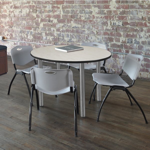 Round Tables > Breakroom Tables > Kee Round Table & Chair Sets, 36 W, 36 L, 29 H, Maple