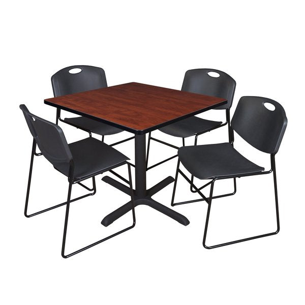 Square Tables > Breakroom Tables > Cain Square Table & Chair Sets, 42 W, 42 L, 29 H, Cherry
