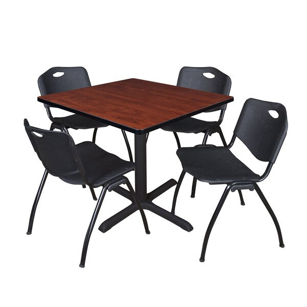 Square Tables > Breakroom Tables > Cain Square Table & Chair Sets, 42 W, 42 L, 29 H, Cherry