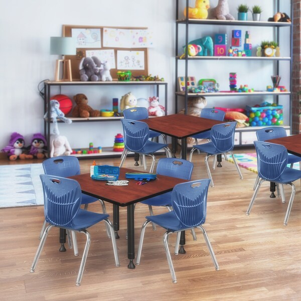 Square Tables > Height Adjustable > Square Classroom Tables, 42 X 42 X 23-34, Wood|Metal Top
