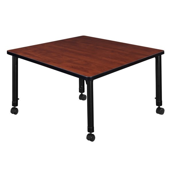 Tables > Height Adjustable > Square Mobile Tables, 42 X 42 X 23-34, Wood|Metal Top
