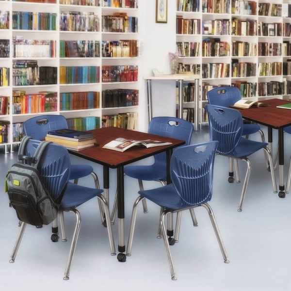 Tables > Height Adjustable > Square Mobile Tables, 42 X 42 X 23-34, Wood|Metal Top