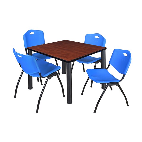 Square Tables > Breakroom Tables > Kee Square Table & Chair Sets, 42 W, 42 L, 29 H, Cherry