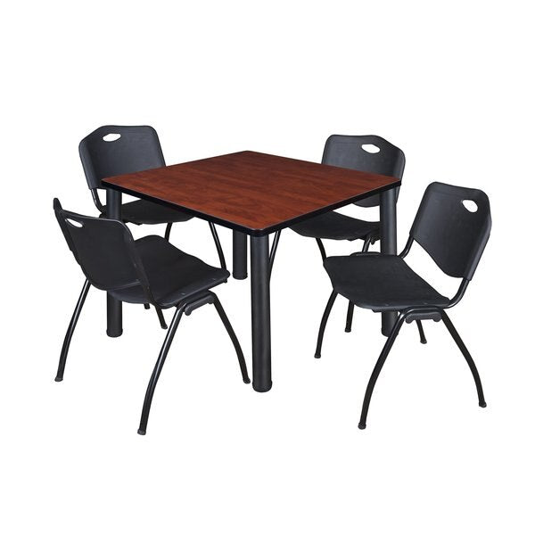 Square Tables > Breakroom Tables > Kee Square Table & Chair Sets, 42 W, 42 L, 29 H, Cherry