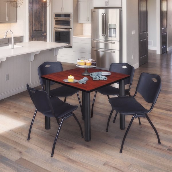 Square Tables > Breakroom Tables > Kee Square Table & Chair Sets, 42 W, 42 L, 29 H, Cherry