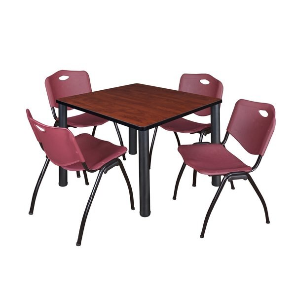 Square Tables > Breakroom Tables > Kee Square Table & Chair Sets, 42 W, 42 L, 29 H, Cherry