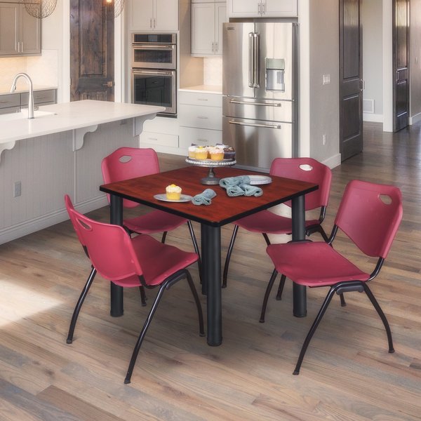 Square Tables > Breakroom Tables > Kee Square Table & Chair Sets, 42 W, 42 L, 29 H, Cherry