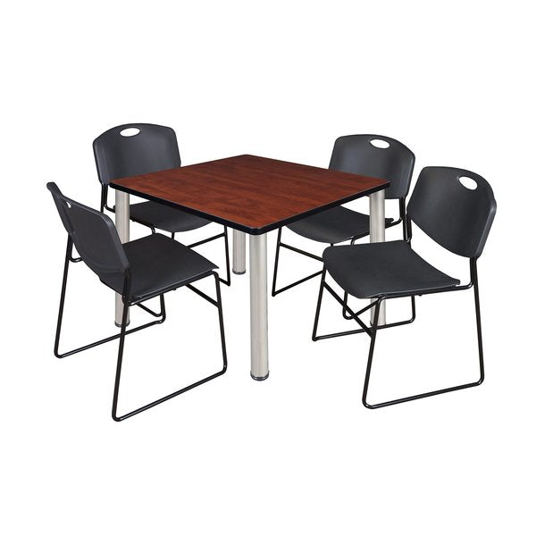 Square Tables > Breakroom Tables > Kee Square Table & Chair Sets, 42 W, 42 L, 29 H, Cherry