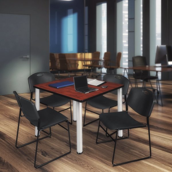 Square Tables > Breakroom Tables > Kee Square Table & Chair Sets, 42 W, 42 L, 29 H, Cherry