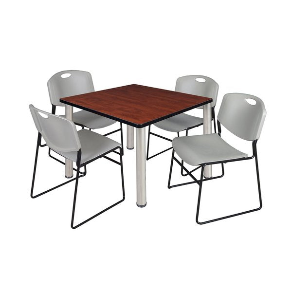 Square Tables > Breakroom Tables > Kee Square Table & Chair Sets, 42 W, 42 L, 29 H, Cherry