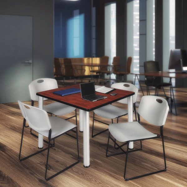 Square Tables > Breakroom Tables > Kee Square Table & Chair Sets, 42 W, 42 L, 29 H, Cherry